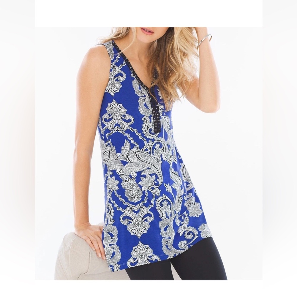 Soma Ladies Soft Jersey Crochet Trim Tunic Live Lounge Wear Size Large NWT